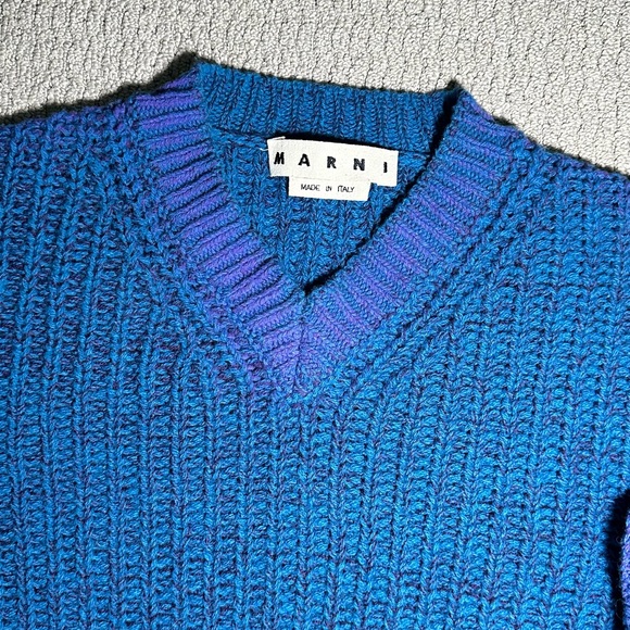 Marni Blue Rib-Knitted Sweater with Purple Ombré Effect - Picture 3 of 8